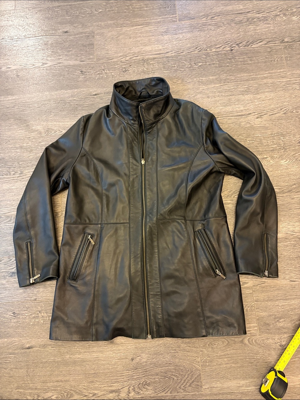 Women's genuine leather Black Zip-Front Jacket